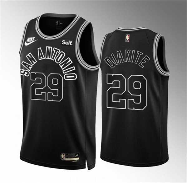 Men%27s San Antonio Spurs #29 Mamadi Diakite Black Icon Edition Stitched Basketball Jersey Dzhi